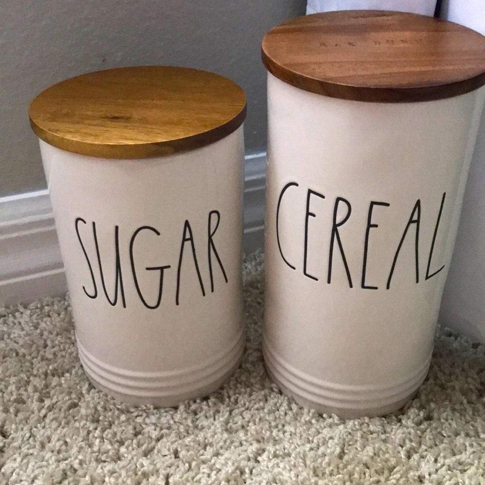 NWT RAE DUNN SUGAR & CEREAL CANISTER Cellar Wood
